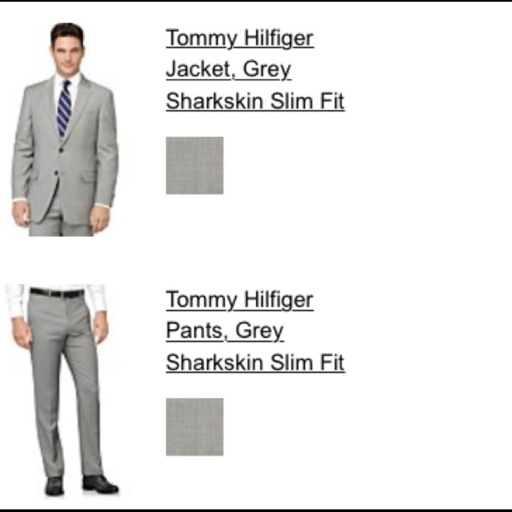 [SOLD] Tommy Hilfiger Grey Sharkskin Slim Suit 40R